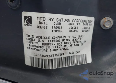 2005 Saturn Ion 2 from USA, damaged, VIN 1G8AJ52F557156161